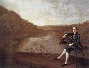 Arthur Devis Philip Howard Seated before a panorama of the river Eden at Corby Castle painting